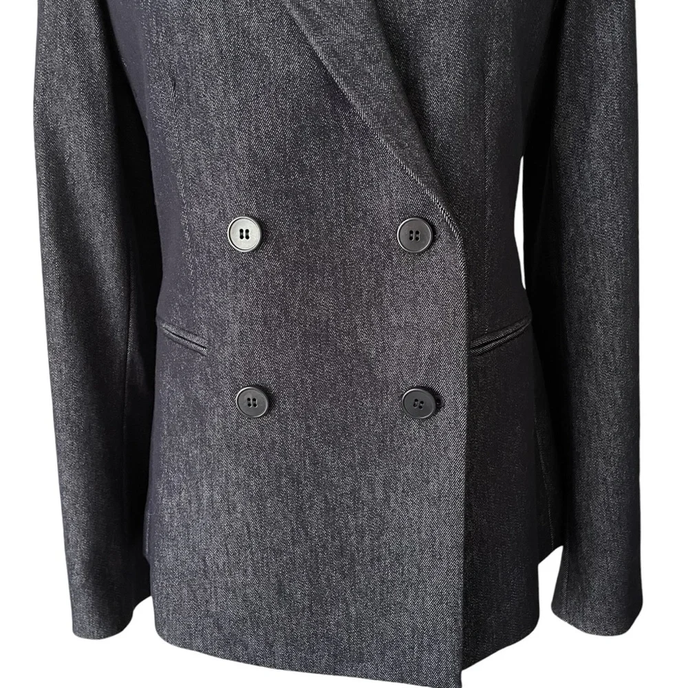 Theory Double Breasted Stretch Denim Navy Blazer NWT - Picture 3 of 16